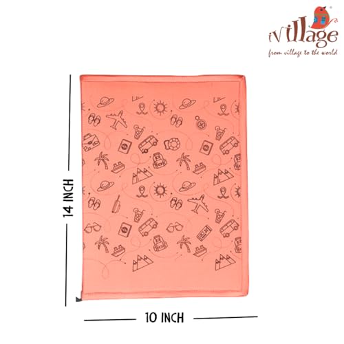 IVillage Poly Silk Printed File Folders | Suitable for Kids, Teenagers and Adults | Theme Based - Travel | Lightweight, Durable and Eco - Friendly | Pack of 1 | Peach | Size : 14 * 10 Inches - Image 2