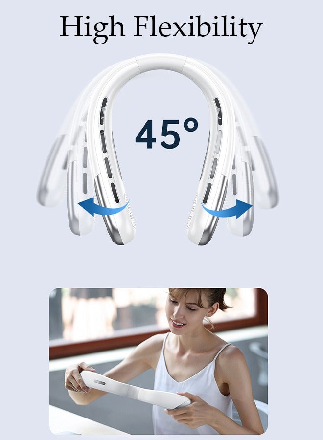 Portable Neck Fan with Battery Display 5 Speed Rechargeable Bladeless Neck Fan, Adjustable Wearable Personal Fan for Women and Men Great Cooling Fan For Travel, Outdoors & Sports