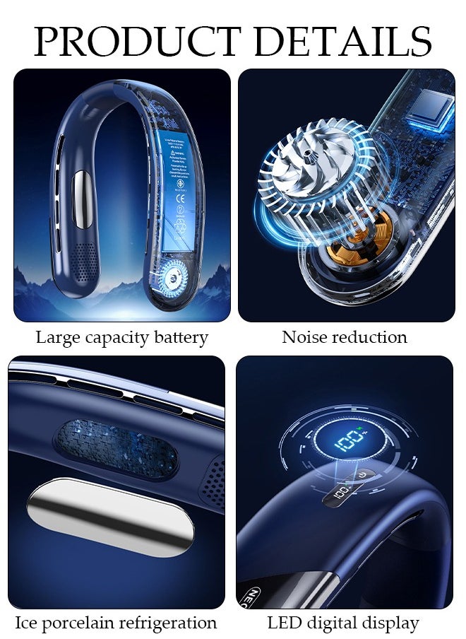 DUNISO Portable Neck Fan with Battery Display 5 Speed Rechargeable Bladeless Neck Fan, Adjustable Wearable Personal Fan for Women and Men Great Cooling Fan For Travel, Outdoors & Sports  - Image 2