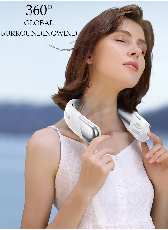 DUNISO Portable Neck Fan with Battery Display 5 Speed Rechargeable Bladeless Neck Fan, Adjustable Wearable Personal Fan for Women and Men Great Cooling Fan For Travel, Outdoors & Sports  - Image 3