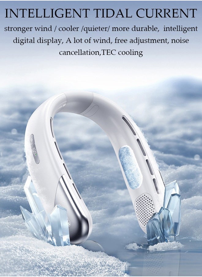 DUNISO Portable Neck Fan with Battery Display 5 Speed Rechargeable Bladeless Neck Fan, Adjustable Wearable Personal Fan for Women and Men Great Cooling Fan For Travel, Outdoors & Sports  - Image 5