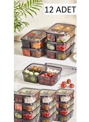 Smoked Large 12 Pieces Frozen Meal Bowl with 4 Compartments Meat and Vegetable Storage Container - Freezer Organizer - pzsku/ZB14BDB5D4BE0EE888F5BZ/45/_/1730874685/59fea9ff-85d3-4462-85e7-58c8c4771f26