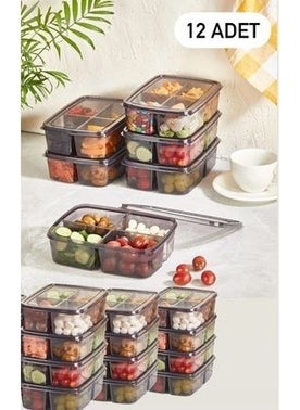 Smoked Large 12 Pieces Frozen Meal Bowl with 4 Compartments Meat and Vegetable Storage Container - Freezer Organizer - pzsku/ZB14BDB5D4BE0EE888F5BZ/45/_/1730874688/a8bbb044-0634-4644-976f-25788a539dde