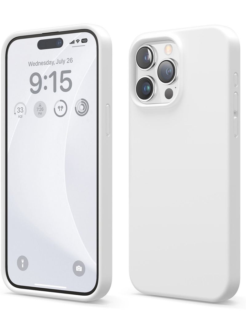 Elago Liquid Silicone for iPhone 15 Pro MAX Case Cover Full Body Protection, Shockproof, Slim, Anti-Scratch Soft Microfiber Lining - White - Image 1