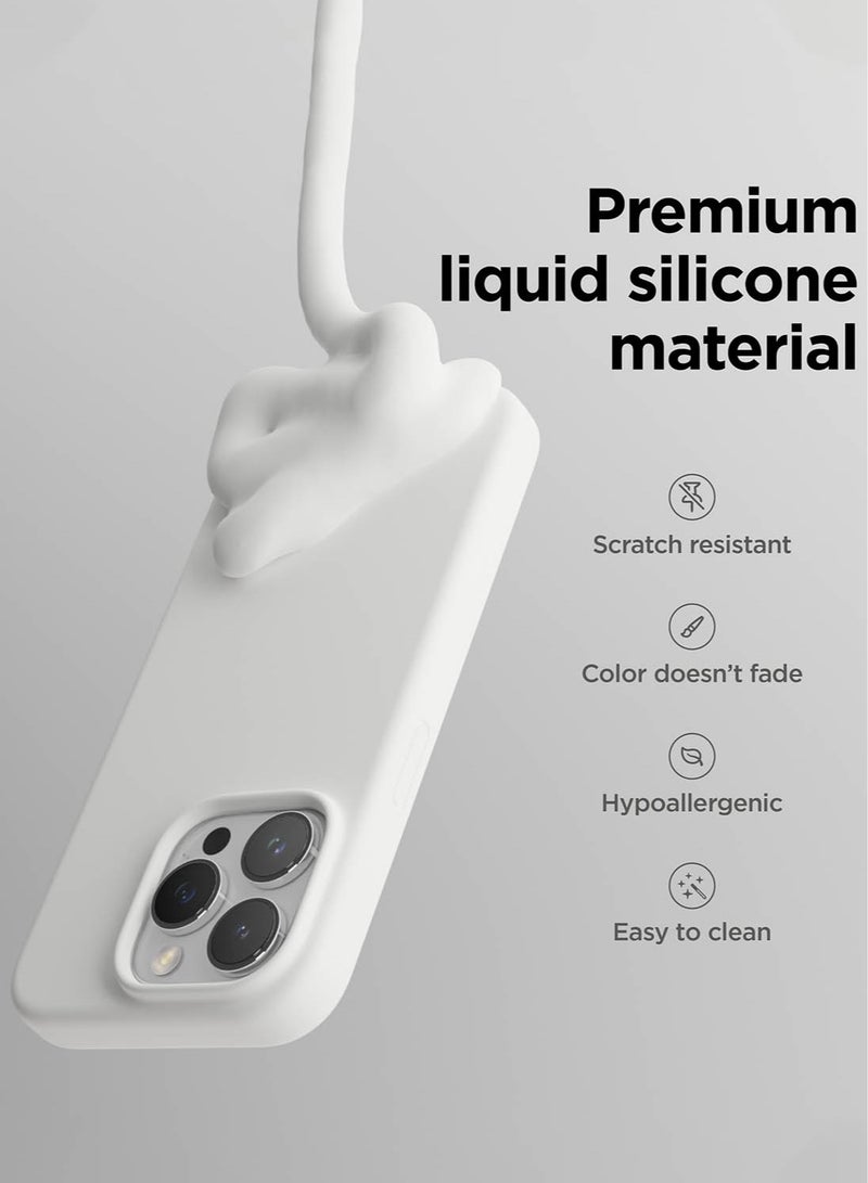 Elago Liquid Silicone for iPhone 15 Pro MAX Case Cover Full Body Protection, Shockproof, Slim, Anti-Scratch Soft Microfiber Lining - White - Image 3