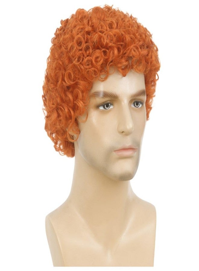 Swiking Orange Afro Curly Wigs for Men Short Rocker Hair California Cosplay Daily Costume Halloween Wig for Male Guy - Image 3