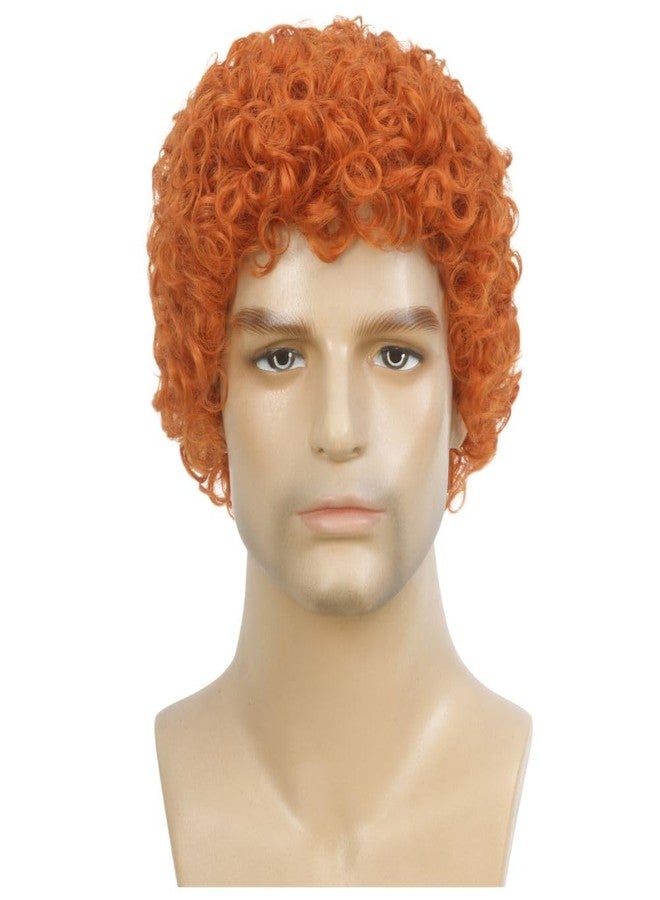 Swiking Orange Afro Curly Wigs for Men Short Rocker Hair California Cosplay Daily Costume Halloween Wig for Male Guy - Image 2