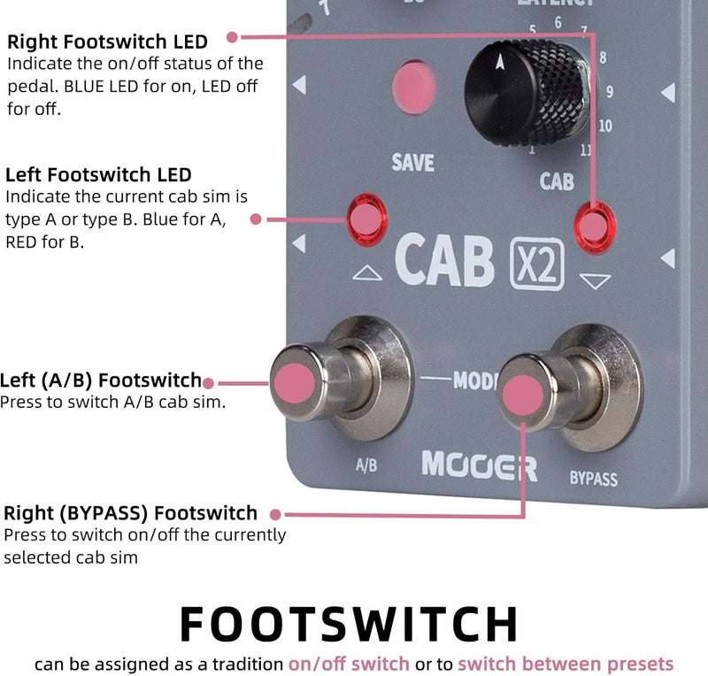 Mooer CAB X2 Dual Footswitch Cab Sim IR Loading Stereo Cabinet Simulation Pedal with 14 Presets Slots Supporting Software Editing - Image 4