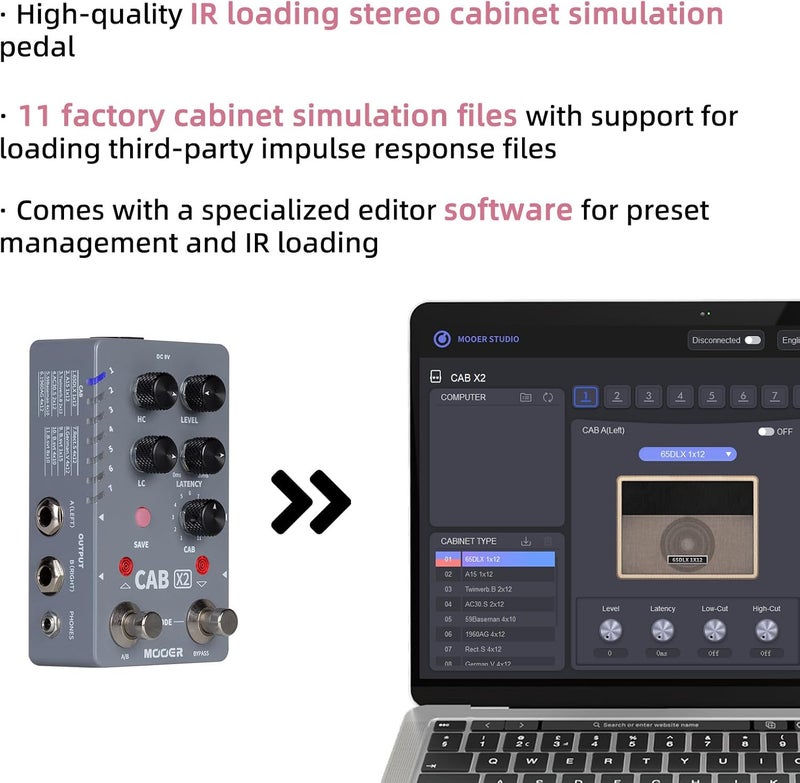 Mooer CAB X2 Dual Footswitch Cab Sim IR Loading Stereo Cabinet Simulation Pedal with 14 Presets Slots Supporting Software Editing - Image 5