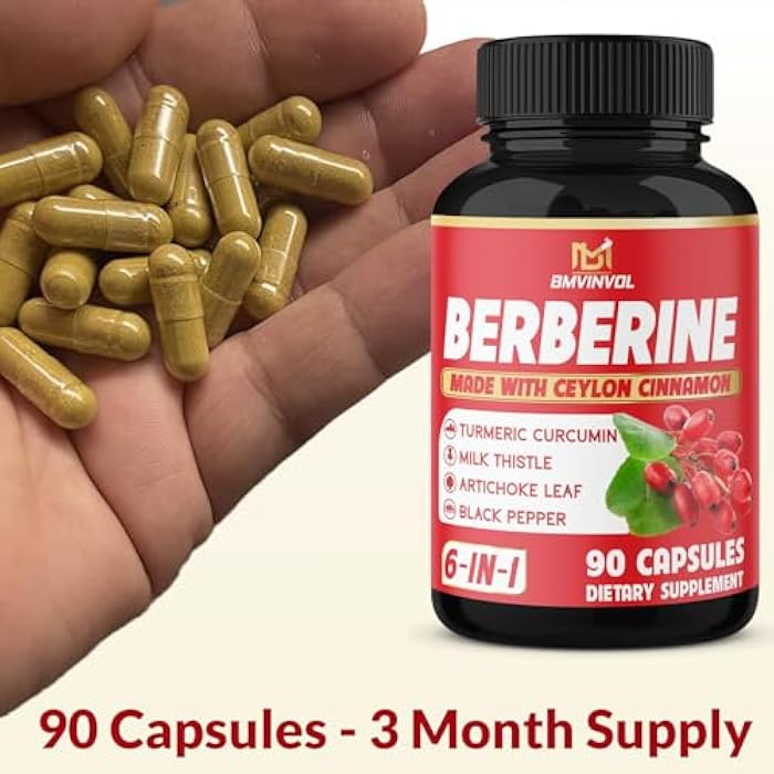 BMVINVOL Berberine, Ceylon Cinnamon, Turmeric, Milk Thistle, Artichoke, Black Pepper - 90 Capsules for Digestion, Immunity [3-Month Supply] - Image 3