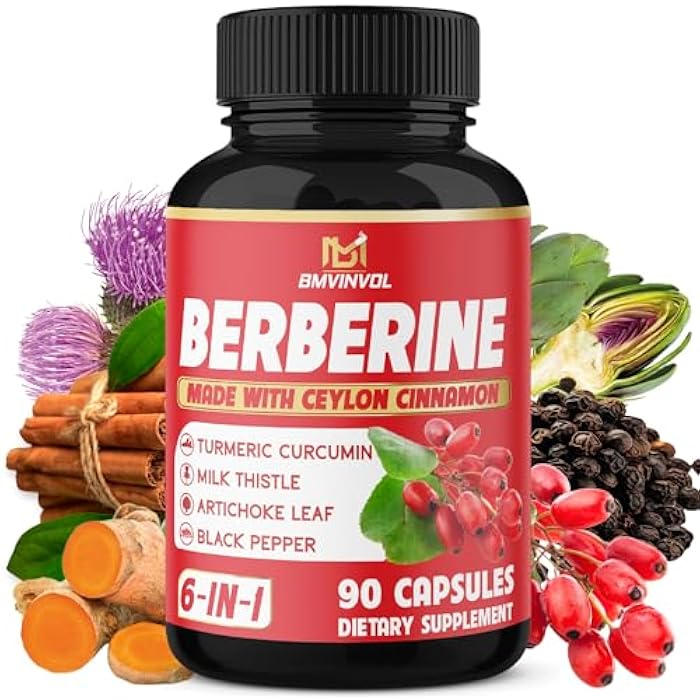 BMVINVOL Berberine, Ceylon Cinnamon, Turmeric, Milk Thistle, Artichoke, Black Pepper - 90 Capsules for Digestion, Immunity [3-Month Supply] - Image 1