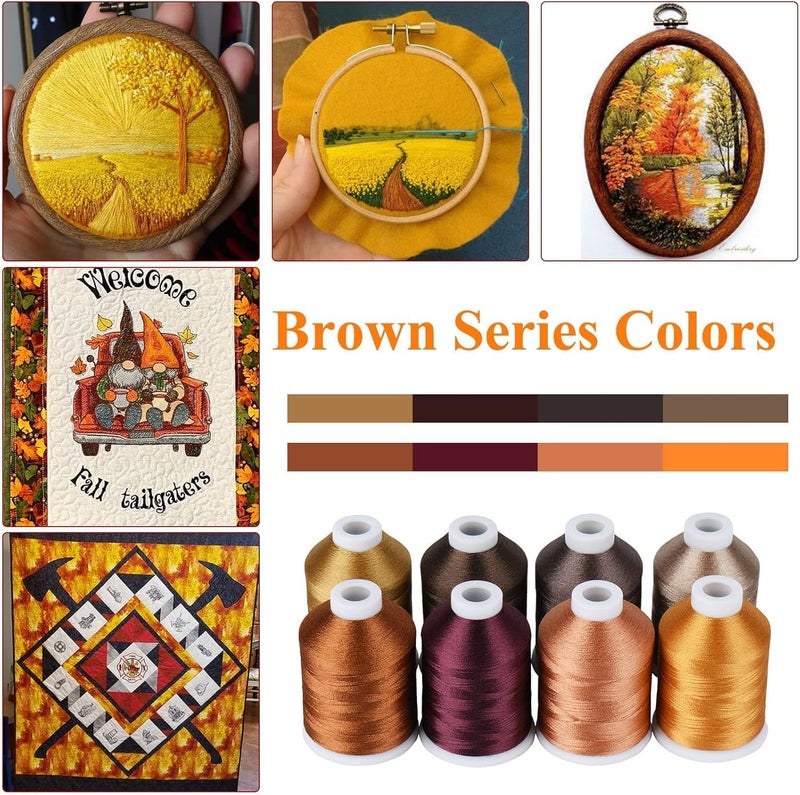simthread Embroidery Thread Brown Series Polyester Multi-Purpose Serger 15 Spools Set, Each Spool Sewing Thread 40WT and 1100YD for Embroidery Sewing Machine (15 Spools Brown Series) - Image 2
