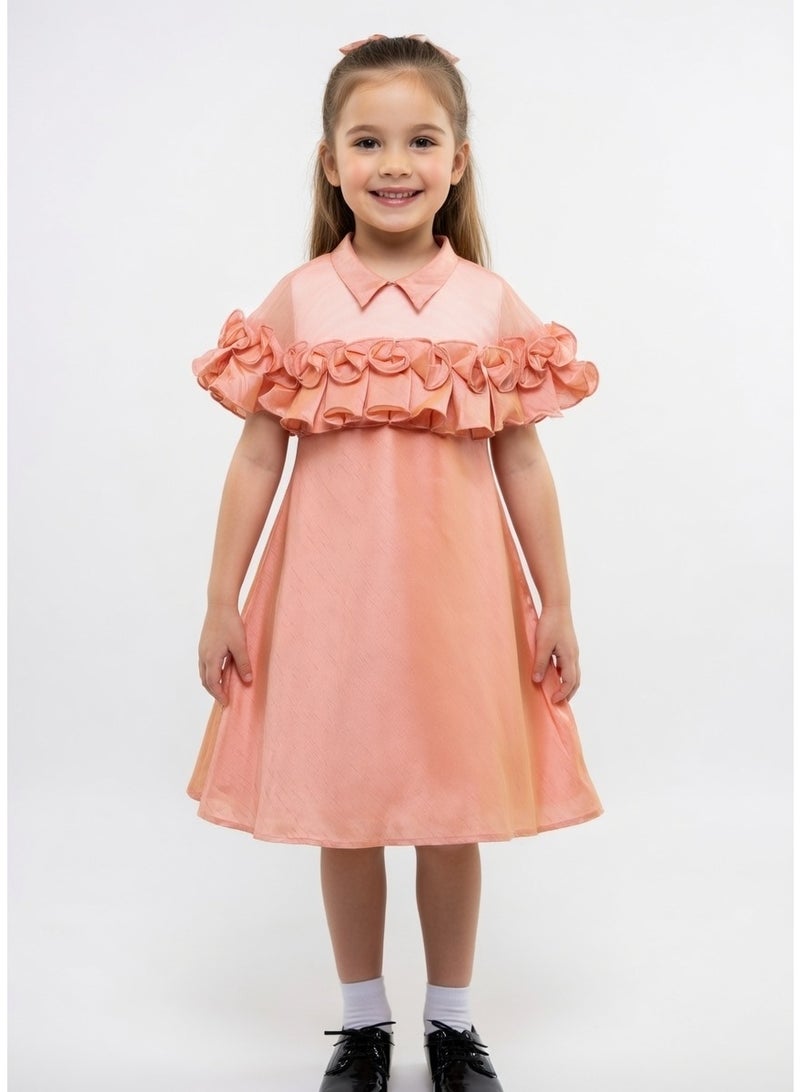 Queen PRINCES PEACH Girls Party Dress, Princess Dress Party Wear Wedding Evening Formal Pageant Dance Gown for Birthday Kid Girls Elegant - Image 1