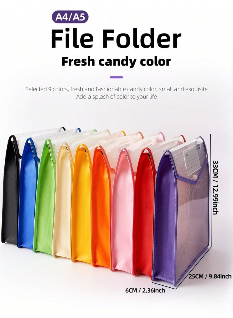 A4 Plastic File Storage Bag with Button Closure & Card Slot, Multi-scene Organizer for Contracts Exam Papers Documents, Ideal School Office Home Stationery Supplies, Available in Orange Black Purple - Image 3