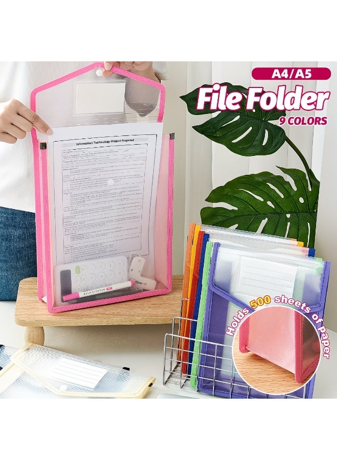 A4 Plastic File Storage Bag with Button Closure & Card Slot, Multi-scene Organizer for Contracts Exam Papers Documents, Ideal School Office Home Stationery Supplies, Available in Orange Black Purple - Image 4
