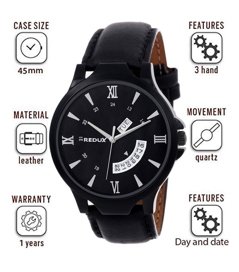REDUX Analogue Day Date Functioning Men’s & Boy's Watch (Black) - Image 4