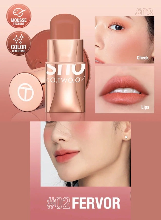 O.TWO.O O TWO O Glow Color Bounce Blush Stick Long Lasting Cream Blusher Makeup Face Cheek Highlighter Lightweight Natural Radiant Soft Pink Peach Red Glow - Image 1