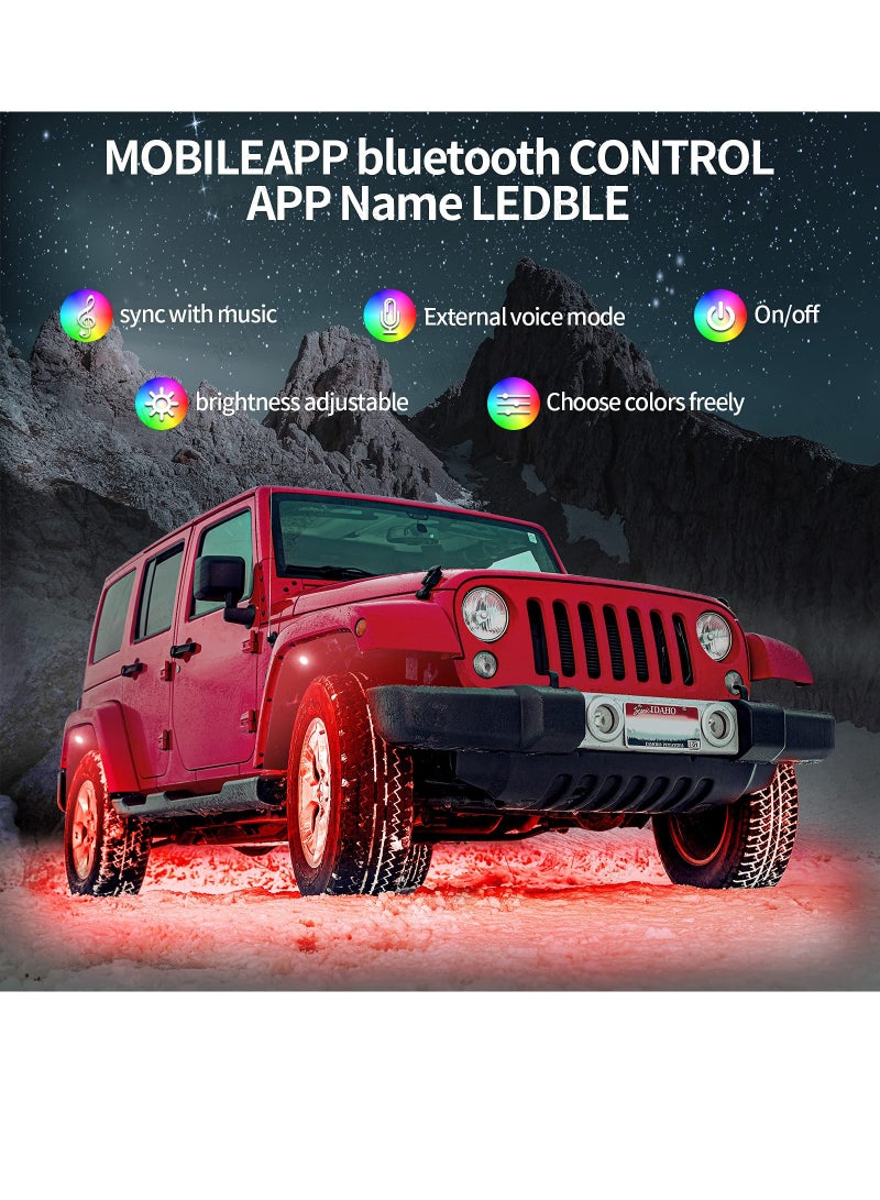 Loquat 4Pcs Neon Underglow Lighting Kit With APP And Wireless Remote Control Waterproof RGB LED Rock Lights Auto Wheel Exterior Underglow Lights For SUV Truck AUTO Motorcycle - Image 4