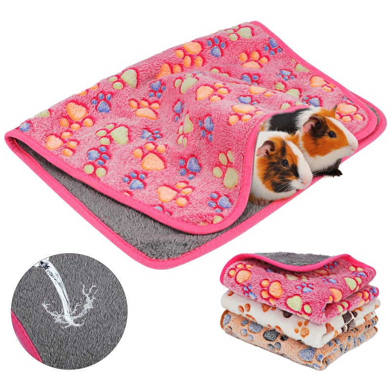 YUEPET Waterproof Guinea Pig Blankets Washable 3 Pack Small Animal Fleece Cage Liners Pet Soft Sleep Mat Pad Cover Warm Flannel Throw for Hamster Guinea Pig Rabbit Chinchilla Hedgehog Ferret 23"Ã—16" - Image 1