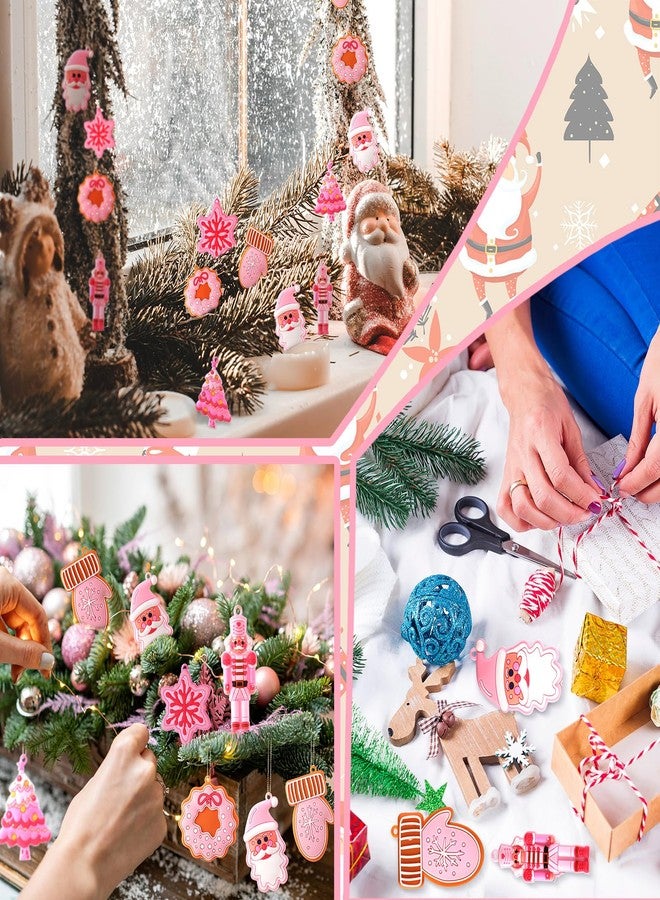 Zhanmai 24 Pcs Christmas Hot Pink Ornaments Christmas Tree Pink Decorations Cute Xmas Hanging Ornaments Traditional Xmas Tree Party Decors - Image 5