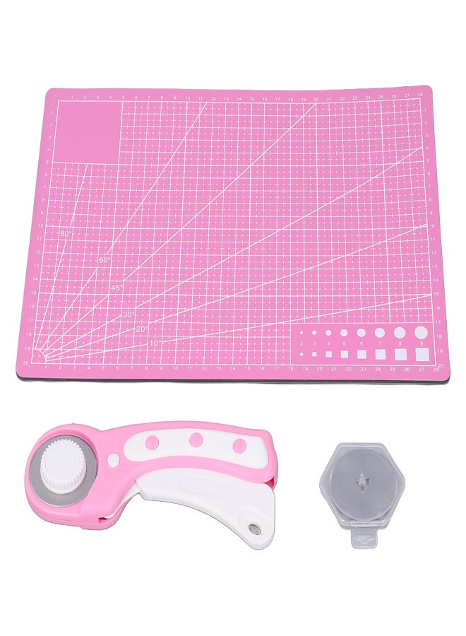 Rotary Cutter Set with A4 Backing Plate Felt Bag 5 Replaceable Blades Stainless Steel 45mm Rotary Cutte Kit for Cut Paper - Image 2
