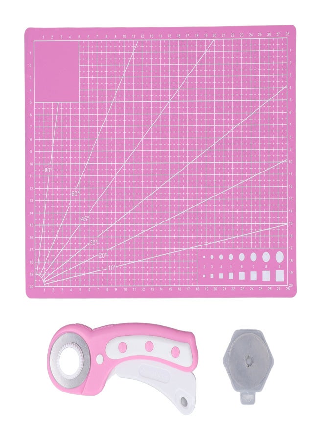 Rotary Cutter Set with A4 Backing Plate Felt Bag 5 Replaceable Blades Stainless Steel 45mm Rotary Cutte Kit for Cut Paper - Image 1