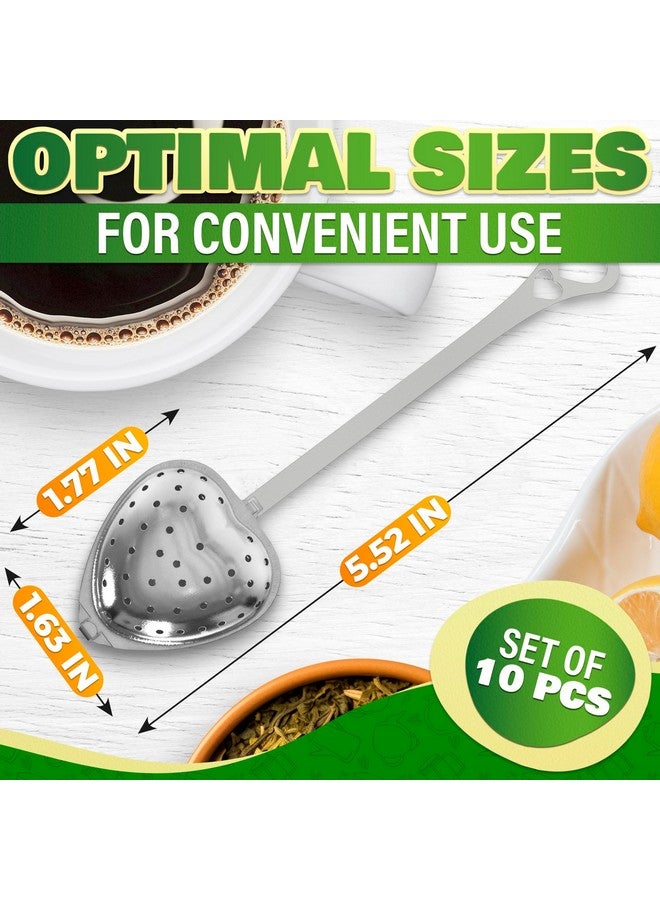 KETAR Buorsa Tea Filter Long Grip Stainless Steel Mesh Heart Shaped Tea Strainer Spoon, Set of 10 Tea Infuser Spoon, 10 Pcs - Image 2