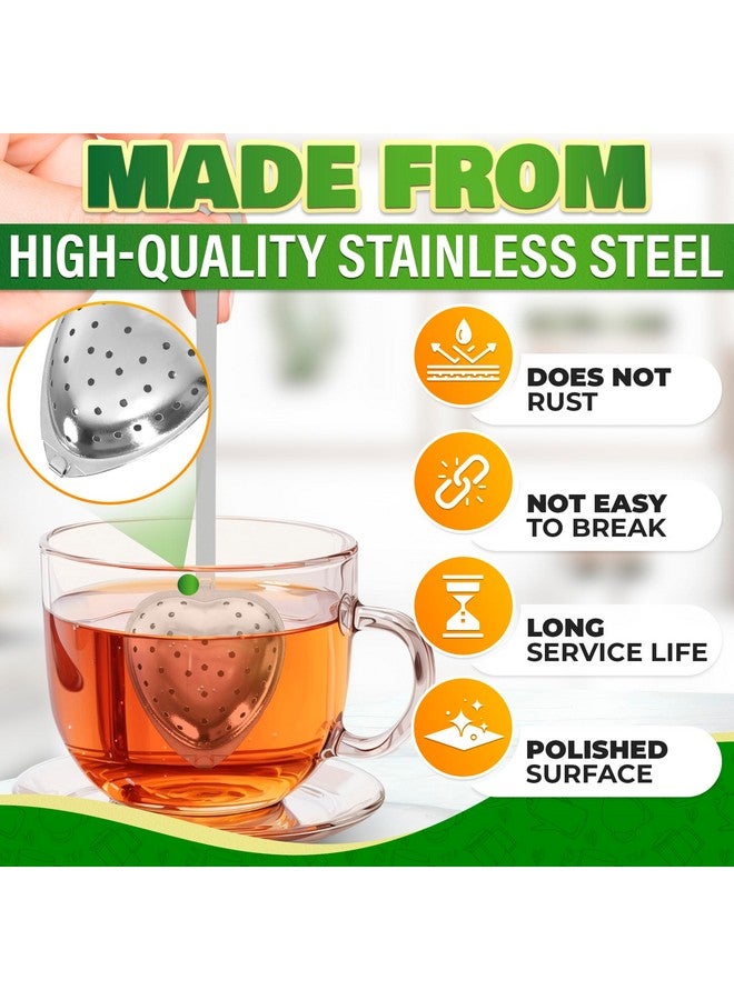 KETAR Buorsa Tea Filter Long Grip Stainless Steel Mesh Heart Shaped Tea Strainer Spoon, Set of 10 Tea Infuser Spoon, 10 Pcs - Image 3