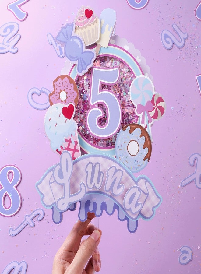كوكو لاند غطاء كعكة مخصص من Coucoland - ديكور لامع على شكل حلوى الآيس كريم مع اسم مخصص وعمر لحفلات استقبال الطفل وأعياد الميلاد - Image 5