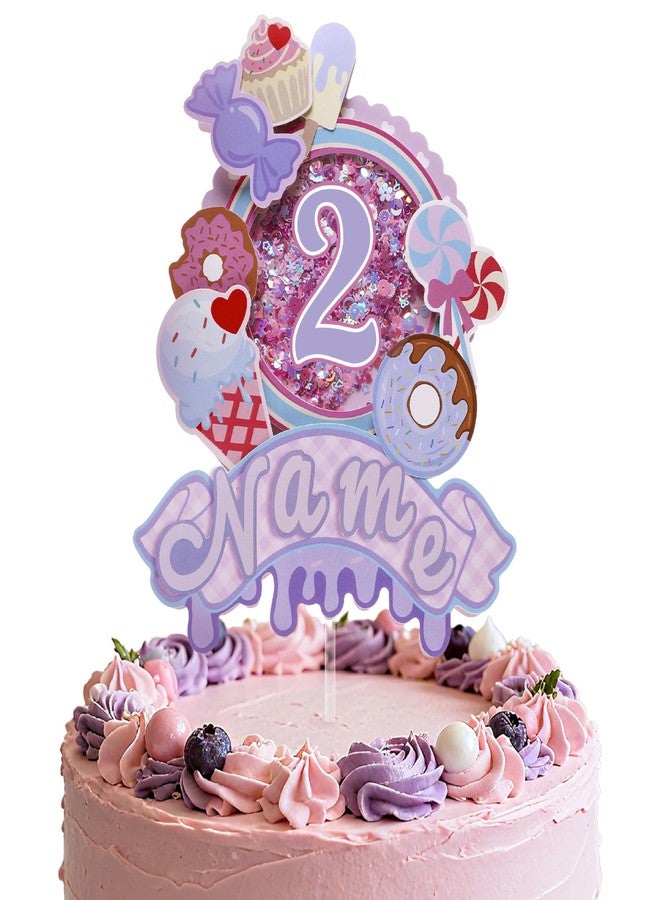 كوكو لاند غطاء كعكة مخصص من Coucoland - ديكور لامع على شكل حلوى الآيس كريم مع اسم مخصص وعمر لحفلات استقبال الطفل وأعياد الميلاد - Image 1
