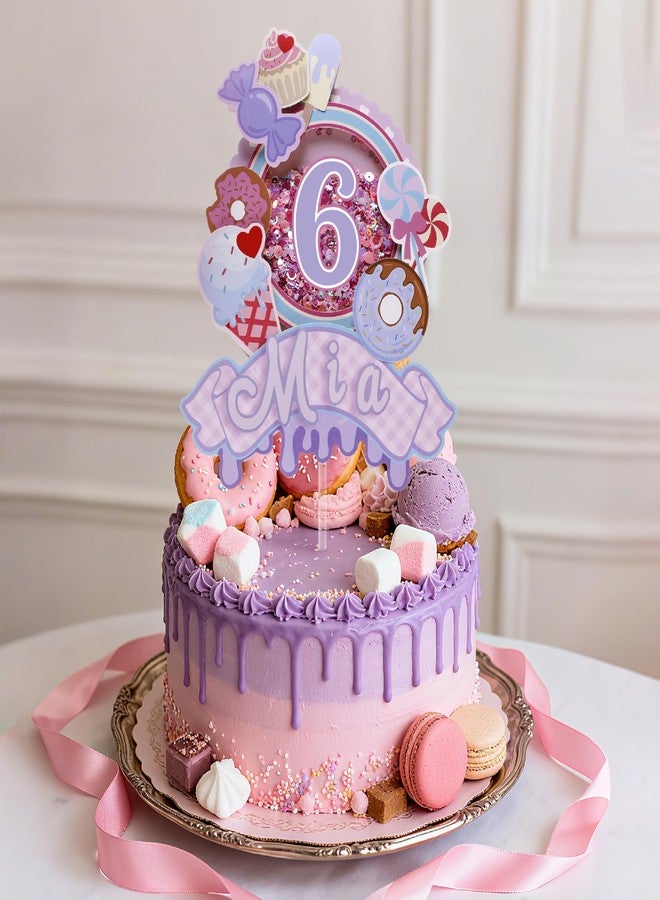 كوكو لاند غطاء كعكة مخصص من Coucoland - ديكور لامع على شكل حلوى الآيس كريم مع اسم مخصص وعمر لحفلات استقبال الطفل وأعياد الميلاد - Image 4