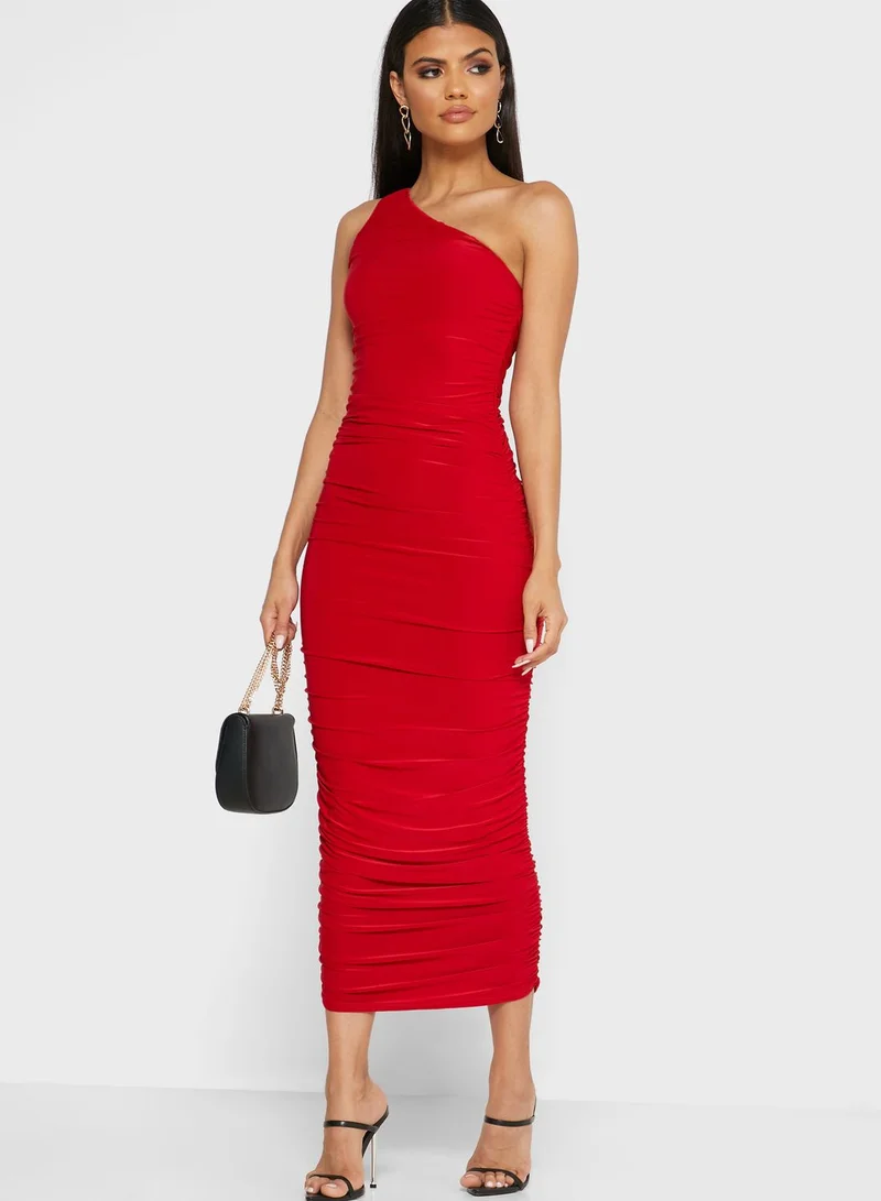 Missguided One Shoulder Ruched Dress