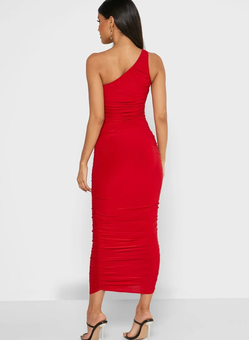 Missguided One Shoulder Ruched Dress