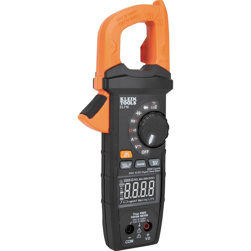 Klein Tools CL710 Digital Clamp Meter Auto Ranging TRMS ACDC VoltCurrent LoZ Continuity Frequency Capacitance NCVT More 1000V - Image 2