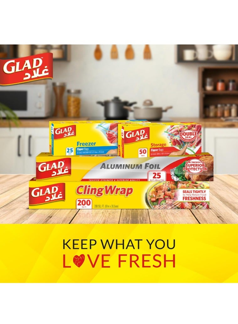 غلاد ورق ألومنيوم Glad مقاس 30 سم × 61.9 متر 200 قدم مربع قطعة واحدة - Image 3