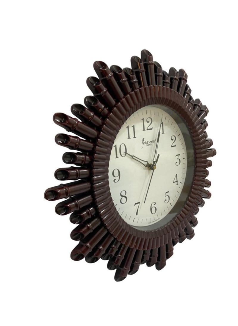 Siddharth Quartz Clock Round Wall Clock for Home, Living Room and Office Flute Design - Image 2