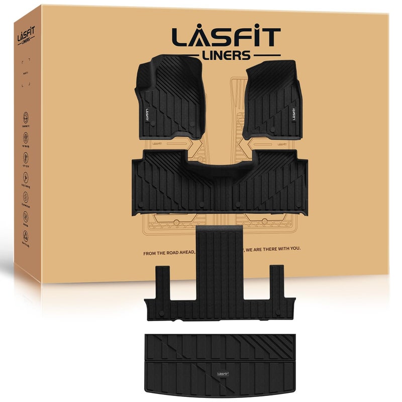 حصائر أرضية LASFIT 20212025 فقط 7 مقاعد غير مناسبة لـ 89 مقعد لشيفروليه تشيفي تاهو GMC يوكون فقط يوكون غير مناسب ليوكون XL كاديلاك إسكاليد فقط إسكاليد غير مناسب لإسكاليد ESV
