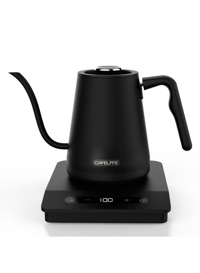 Cafelffe Electric Gooseneck Kettle, V60 Coffee Kettle 0.8L for Pour-Over Coffee and Tea, Stainless Steel Coffee and Tea Pot Matte Black Digital Display Temperature Automatic Insulation for Home and Office - Image 1