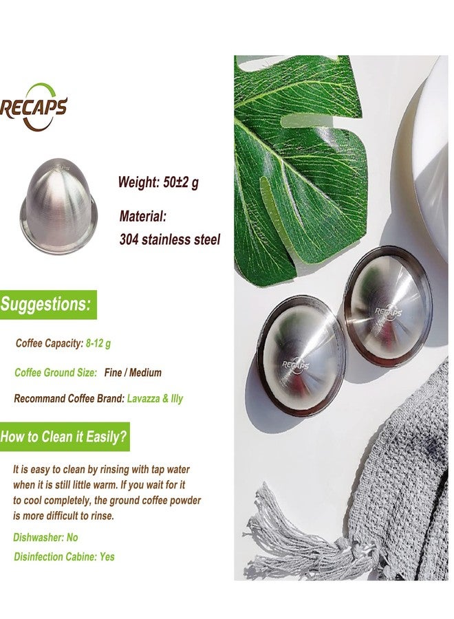 ريكابس كبسولات قابلة لإعادة التعبئة من الفولاذ المقاوم للصدأ، كبسولة واحدة فقط، متوافقة مع ماكينات قهوة فيرتولاين، ولكن ليس جميعها سعة 14 أونصة (410 مل) (كبسولة واحدة فقط، لا تشمل أغطية الأختام المصنوعة من الألومنيوم). - Image 2