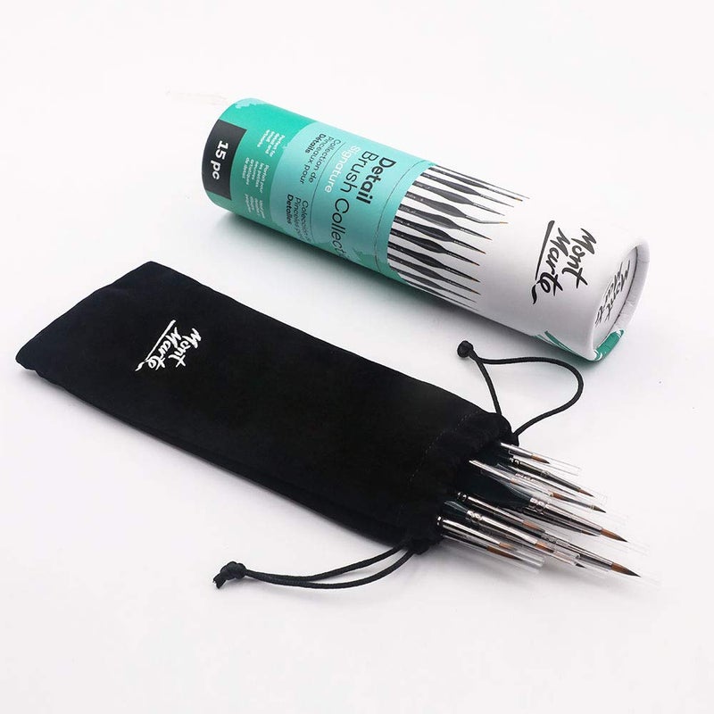 BAOER Baoer Signature Detail Brush Collection, 15 Piece, Taklon Bristles, Suitable for Acrylic, Oil, Watercolor and Gouache Paints, Includes Storage Bag  - Image 2