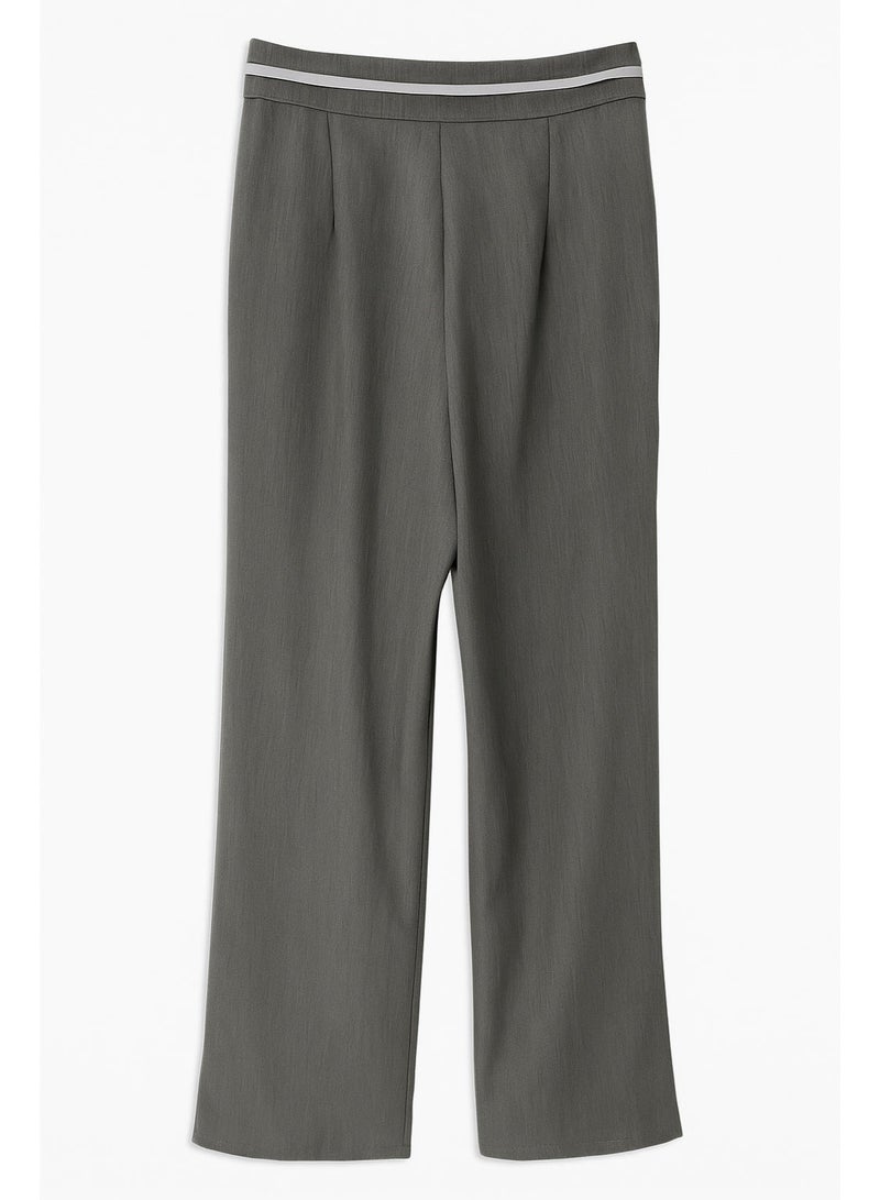 CHEVALIER FASHION Women’s Wide-Leg Tailored Pants with Double-Button Waistband – Elegant Grey - Image 4