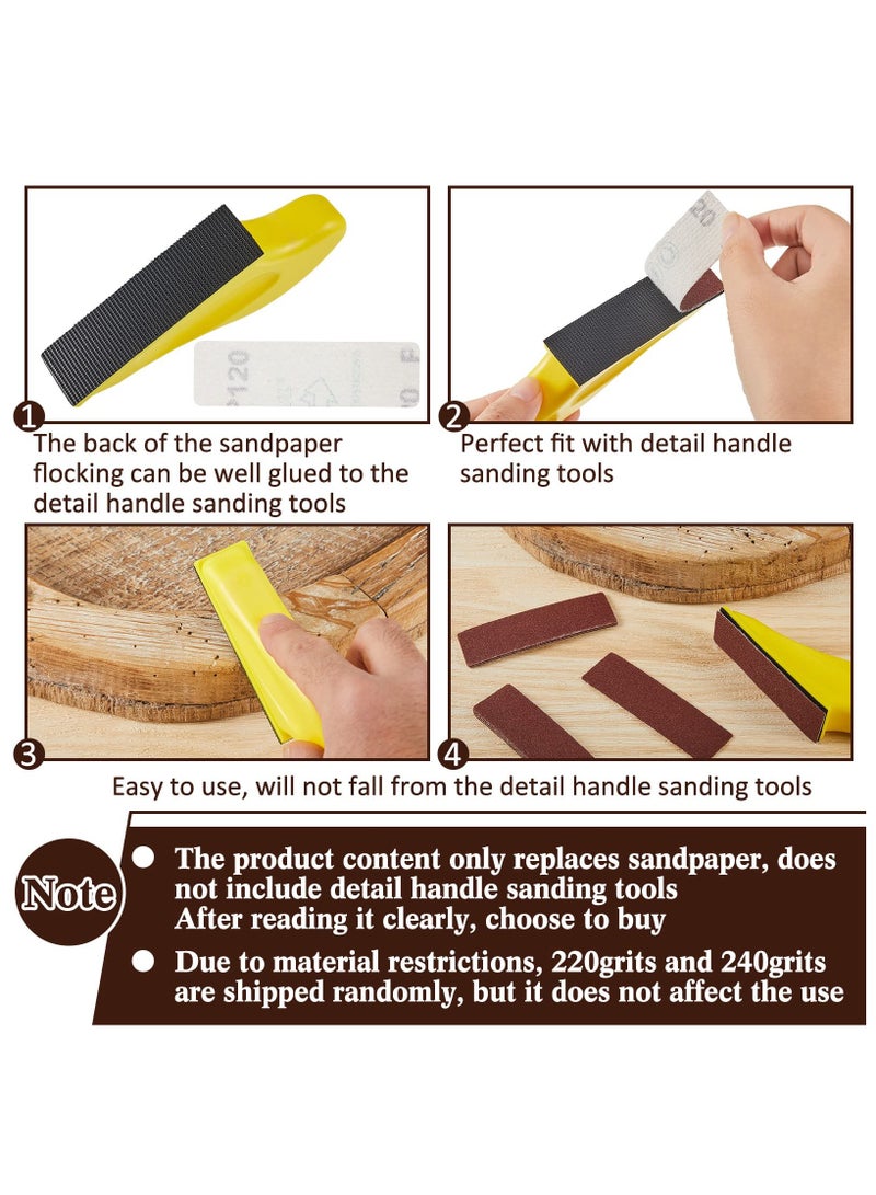 100 Pieces Detail Sander Refills, Micro Finishing Sander Paper, Micro Zip Finger Sander for Crafts, Assorted Grit of 60/80/ 120/180/ 240, 3.5 x 1 Inch for Wood Furniture Metal Automotive - Image 3