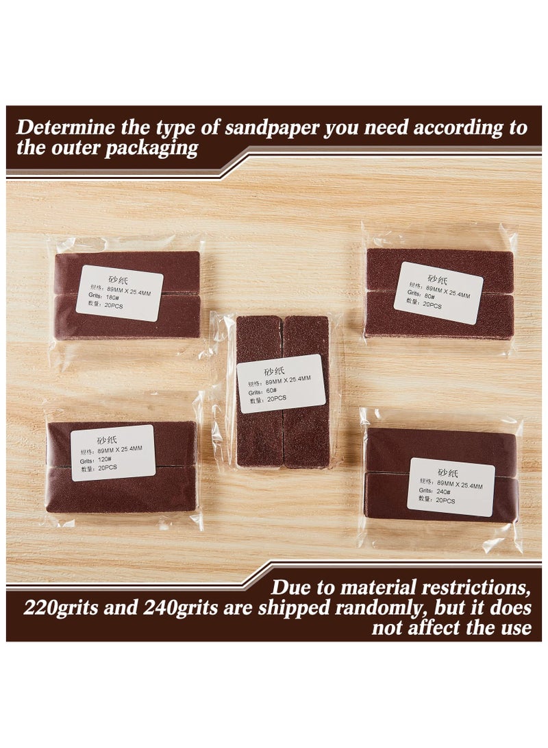 100 Pieces Detail Sander Refills, Micro Finishing Sander Paper, Micro Zip Finger Sander for Crafts, Assorted Grit of 60/80/ 120/180/ 240, 3.5 x 1 Inch for Wood Furniture Metal Automotive - Image 5