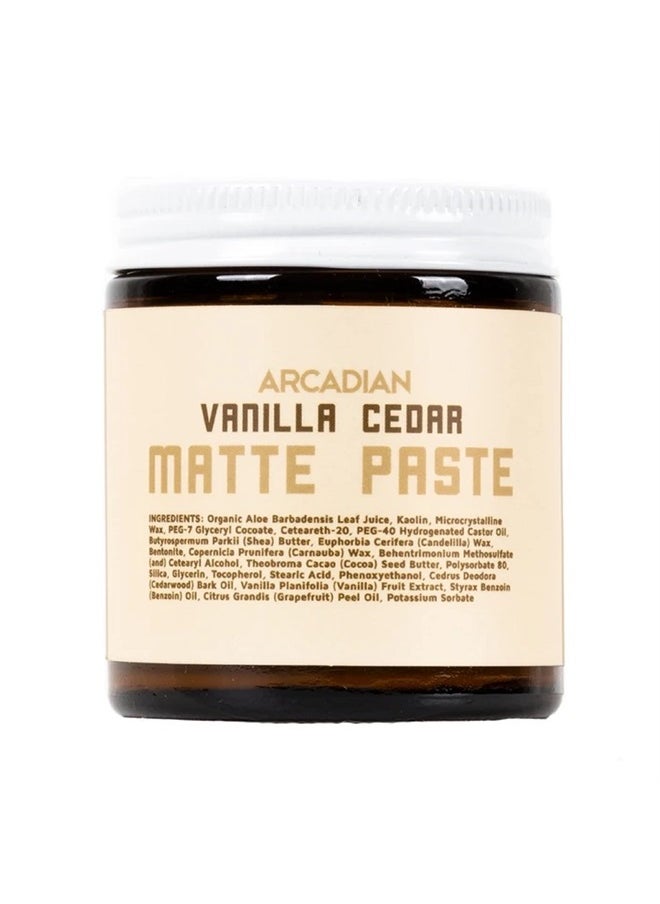 Arcadian Grooming Vanilla Cedar Mens Hair Matte Paste Vegan 4 oz  - Image 1