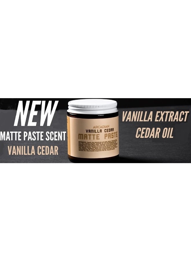 Arcadian Grooming Vanilla Cedar Mens Hair Matte Paste Vegan 4 oz  - Image 2