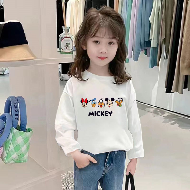 H2041# Cotton Children's Cotton T-shirt Long Sleeve Women's Children's Wear Casual All-match Top Simple Base Shirt Spring and Autumn T-shirt - Image 2