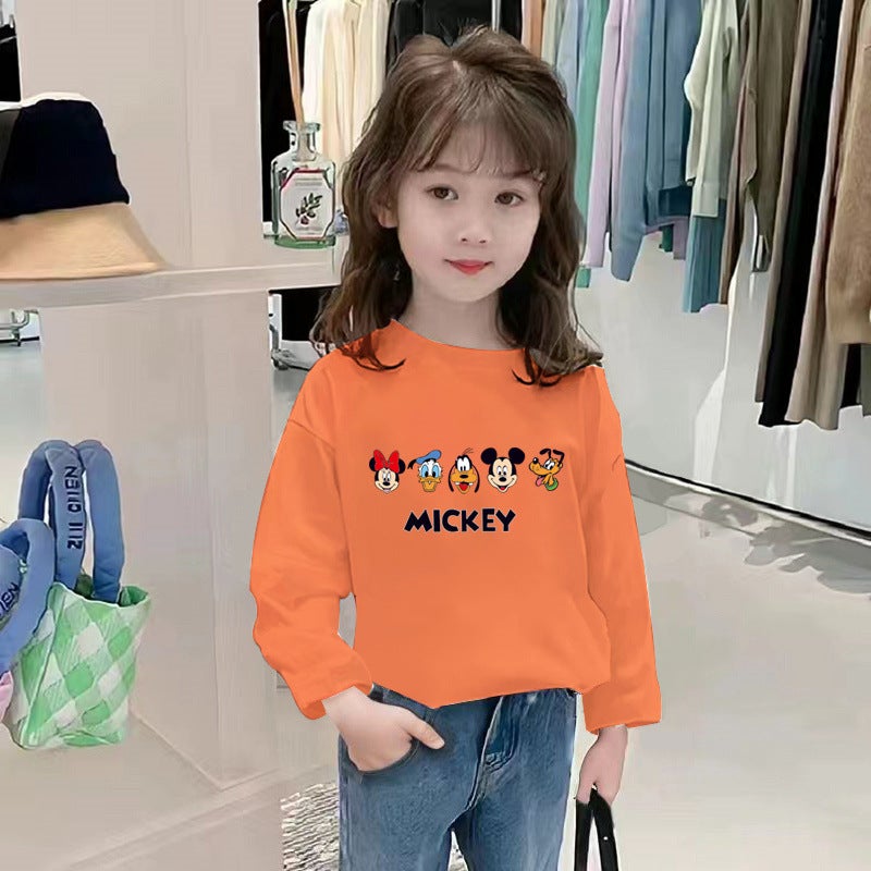 H2041# Cotton Children's Cotton T-shirt Long Sleeve Women's Children's Wear Casual All-match Top Simple Base Shirt Spring and Autumn T-shirt - Image 1