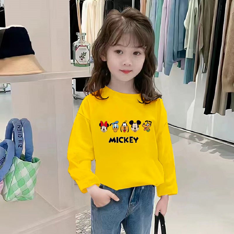 H2041# Cotton Children's Cotton T-shirt Long Sleeve Women's Children's Wear Casual All-match Top Simple Base Shirt Spring and Autumn T-shirt - Image 5