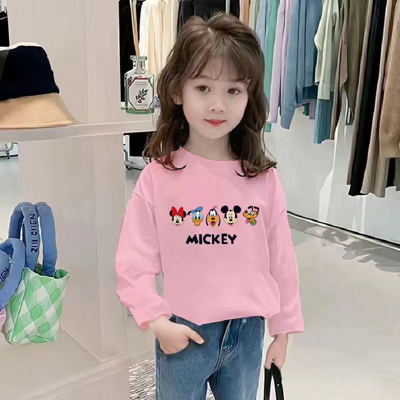 H2041# Cotton Children's Cotton T-shirt Long Sleeve Women's Children's Wear Casual All-match Top Simple Base Shirt Spring and Autumn T-shirt - Image 4