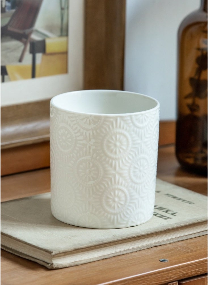 Multifunctional Utensil Holder vase 10.6cm Kitchen Utensil Holder for Kitchen Counter Ceramic Kitchen Utensil Holder for Countertop Stable Bright White Kitchen Decor - Image 1
